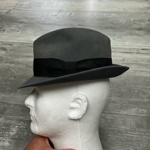 Vintage 1950’s Flechet Grey Fur Felt Fedora 6 5/8 - Picture 2 of 11